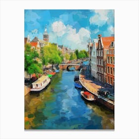 Amsterdam Canals Painting Canvas Print