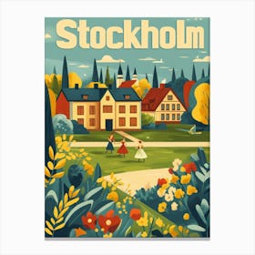 Aihrgdesign A 1970s Inspired Travel Poster For Stockholm 2 Canvas Print