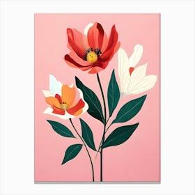 Flowers On A Pink Background 6 Canvas Print