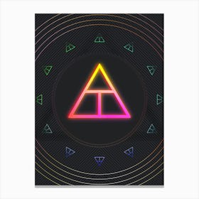 Neon Geometric Glyph in Pink and Yellow Circle Array on Black n.0298 Canvas Print