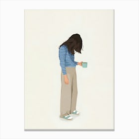 Girl With A Cup Of Coffee 1 Canvas Print