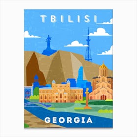 Tbilisi, Georgia — Retro travel minimalist poster Canvas Print