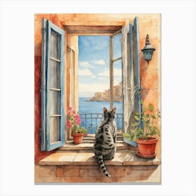 Cat Looking Out Window Canvas Print