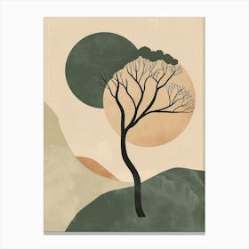 Ebony Tree Minimal Japandi Illustration 2 Canvas Print