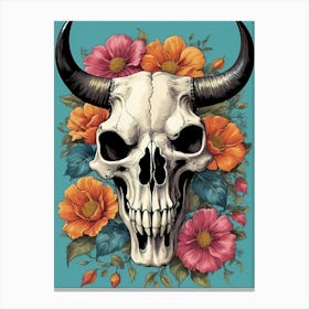 Floral Bison Skull (32) Canvas Print