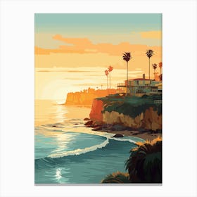 La Jolla Cove San Diego California Mediterranean Style Illustration 2 Canvas Print