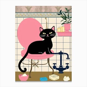 Cat In Bathroom 1 Canvas Print