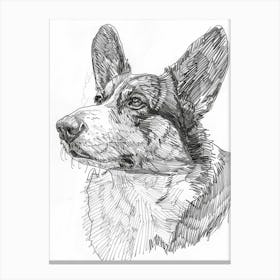 Corgi Dog Line Sketch 2 Canvas Print