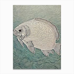 Giant Ocean Sunfish Linocut Canvas Print