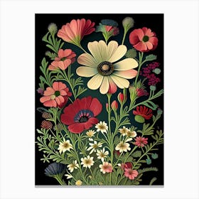 Cosmos 3 Floral Botanical Vintage Poster Flower Canvas Print