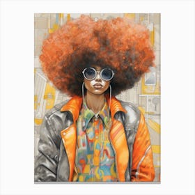 Afro Fashionista Pencil Drawing 2 Canvas Print