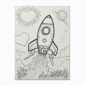 Rocket Ship Drawing Canvas Print