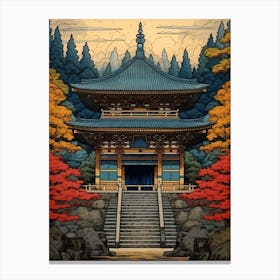 Nikko Toshogu Shrine, Japan Vintage Travel Art 4 Canvas Print