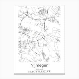 Nijmegen,Netherlands Minimalist Map Canvas Print