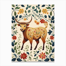 Floral Bull1 Canvas Print