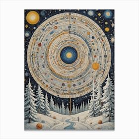 Astronomical Winter Clock Canvas Print