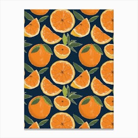 Juicy Oranges Navy Canvas Print