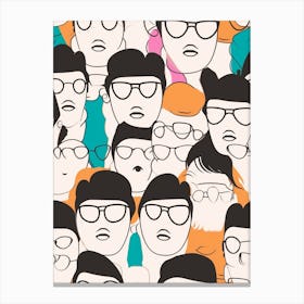 Abstract Face With Glasses Line Drawing 1 Canvas Print