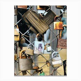 Rusty Padlocks of Love Canvas Print