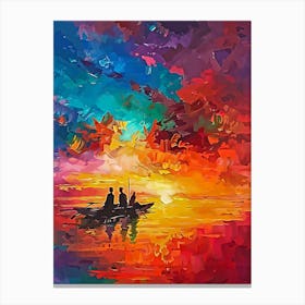 Sunset In The Boat Canvas Print