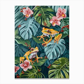 Tropical Jungle Frogs Canvas Print