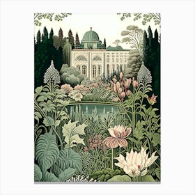 Nymphenburg Palace Gardens, Germany Vintage Botanical Canvas Print