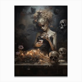 Woman and skull Canvas Print