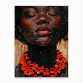 African Woman With Red Necklace Canvas Print