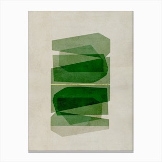 Green Linear Shapes With Gold Canvas Print