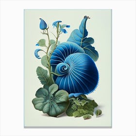 Snail With Blue Background 1 Botanical Canvas Print