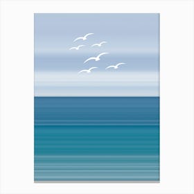 Seagulls Flying Over The Ocean Canvas Print