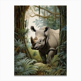 Rhino Realistic Illustration 3 Canvas Print