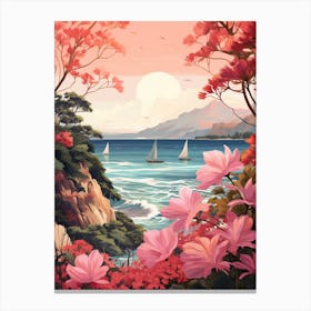 A Pretty Illustration Showcasing A Sailboat And The Ocean 1 Canvas Print