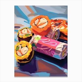 Sushi Rolls Oil Painting 4 Canvas Print