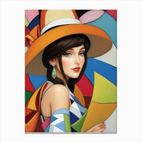 Woman In A Hat - Cubism 2 Canvas Print