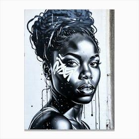 Graffiti Mural Of Beautiful Black Woman 100 Canvas Print