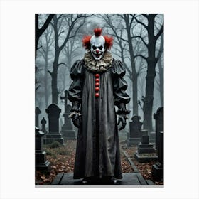 Twisted Smile in the Shadows Spooky Clown Canvas Print