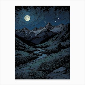 Moonlight In The Mountains 5 Canvas Print