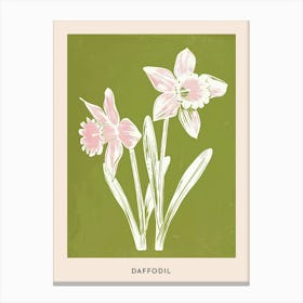 Pink & Green Daffodil 2 Flower Poster Canvas Print