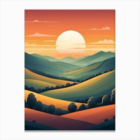 Landscape With Mountains And Sunset Canvas Print