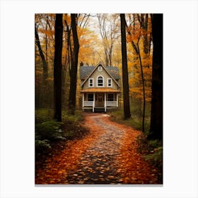 Autumn House In The forest Canvas Print