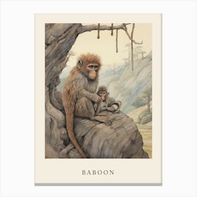 Beatrix Potter Inspired  Animal Watercolour Baboon Canvas Print