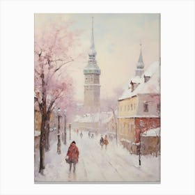 Dreamy Winter Painting Tallinn Estonia 4 Canvas Print