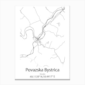 Povazska Bystrica,Slovakia Minimalist Map Canvas Print