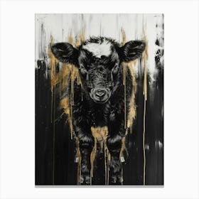 Black And Gold Cow Canvas Print