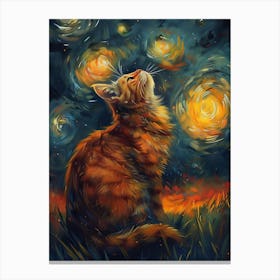 Starry Night Cat 2 Canvas Print