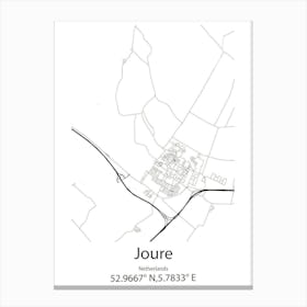 Joure,Netherlands Minimalist Map Canvas Print