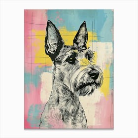 Pastel Fox Terrier Dog Line Illustration 2 Canvas Print