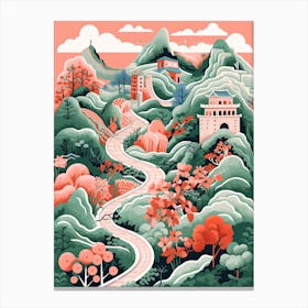 The Great Wall Of China   Cute Botanical Illustration Travel 1 Canvas Print