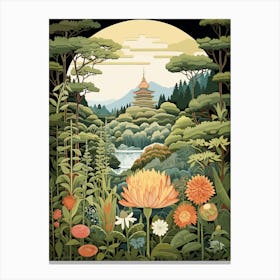 Ginkaku Ji Temple Japan Henri Rousseau Style 4 Canvas Print